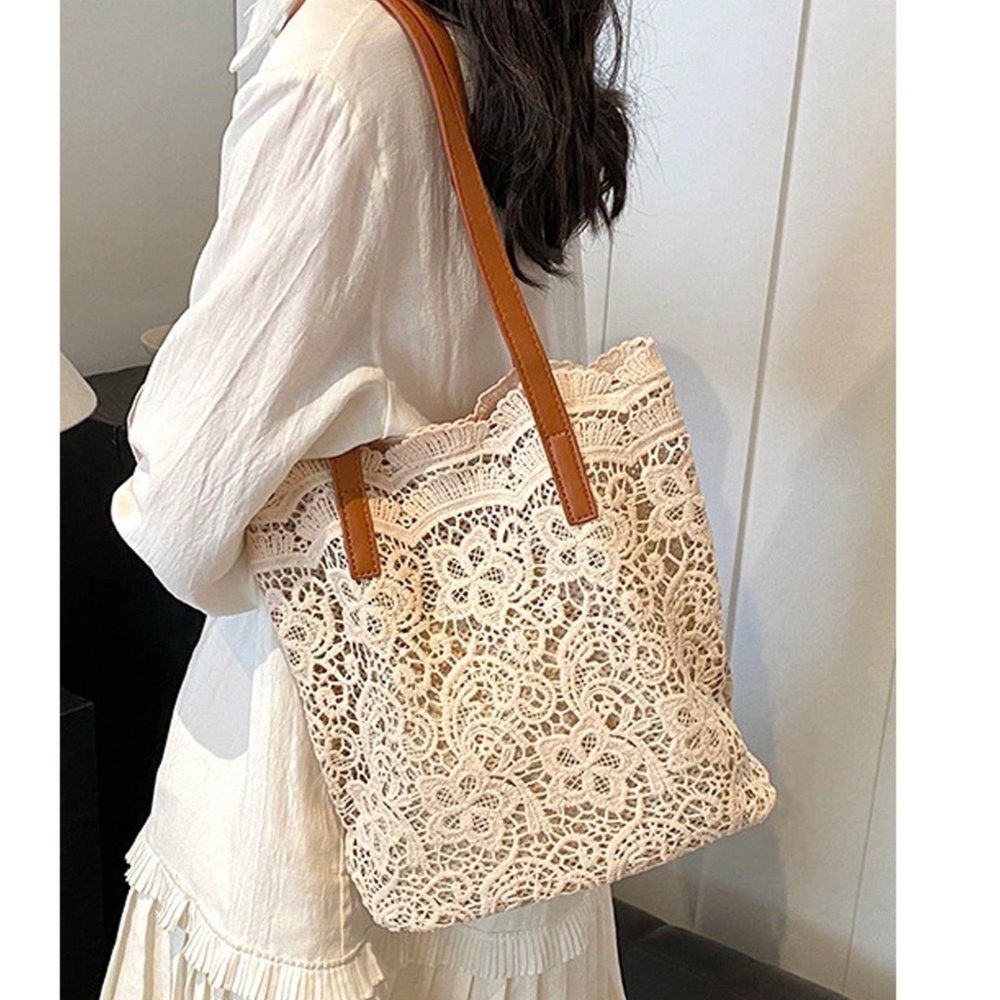 Boho Beige Floral Lace Embroidered Shoulder Bag